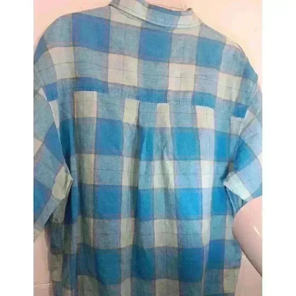 Fubu‎ Platinum Mens Blue Plaid Short Sleeve, Size L